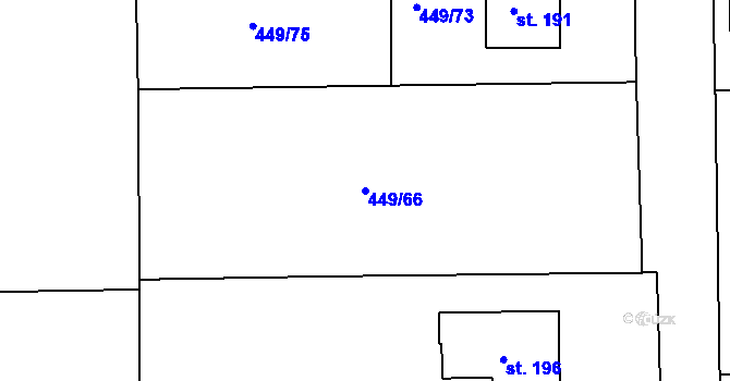 Parcela st. 449/66 v KÚ Jizerní Vtelno, Katastrální mapa