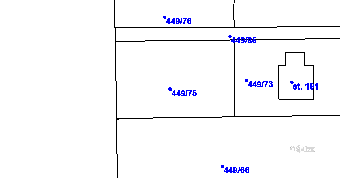 Parcela st. 449/75 v KÚ Jizerní Vtelno, Katastrální mapa