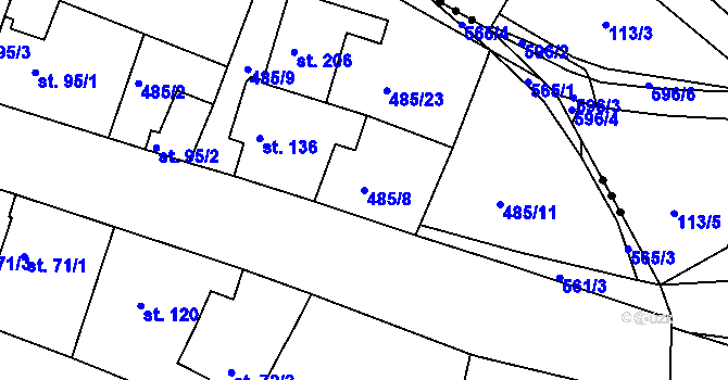 Parcela st. 485/8 v KÚ Jizerní Vtelno, Katastrální mapa