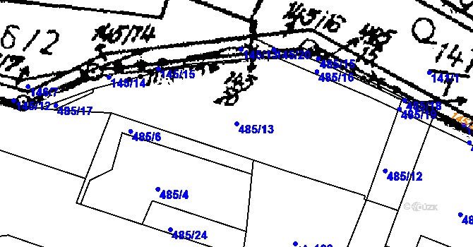 Parcela st. 485/13 v KÚ Jizerní Vtelno, Katastrální mapa