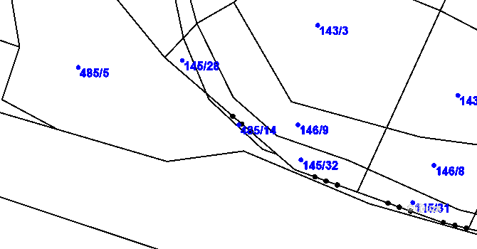 Parcela st. 485/14 v KÚ Jizerní Vtelno, Katastrální mapa