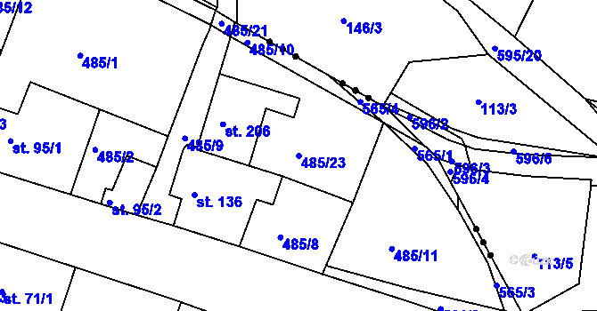 Parcela st. 485/23 v KÚ Jizerní Vtelno, Katastrální mapa