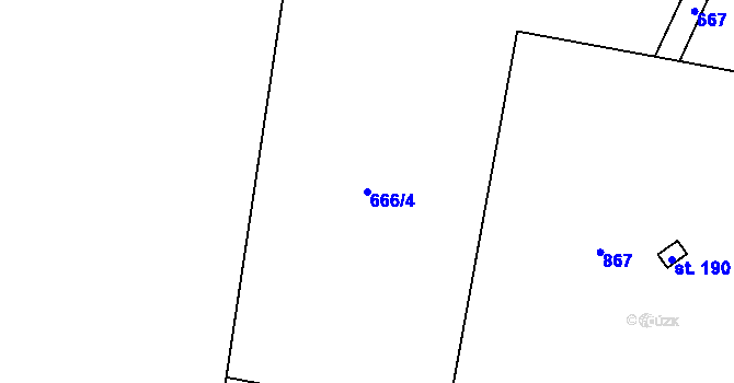 Parcela st. 666/4 v KÚ Jizerní Vtelno, Katastrální mapa