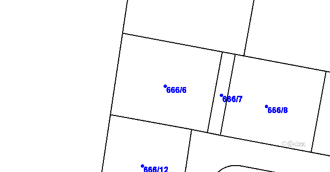 Parcela st. 666/6 v KÚ Jizerní Vtelno, Katastrální mapa