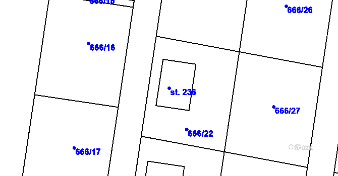 Parcela st. 236 v KÚ Jizerní Vtelno, Katastrální mapa