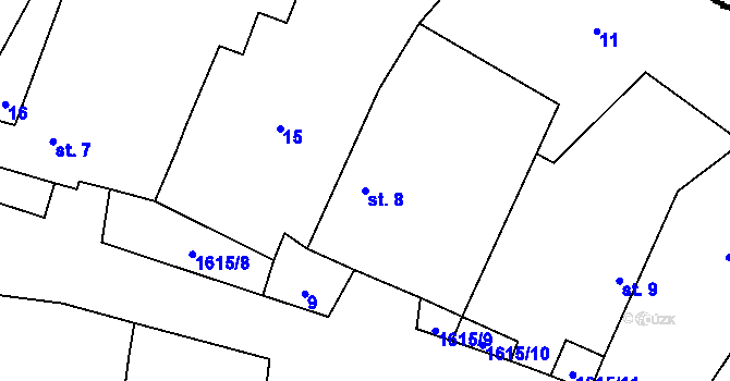 Parcela st. 8 v KÚ Jižná, Katastrální mapa