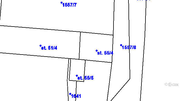 Parcela st. 55/4 v KÚ Jižná, Katastrální mapa