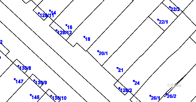 Parcela st. 20/1 v KÚ Josefov u Hodonína, Katastrální mapa