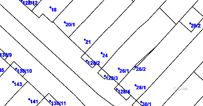 Parcela st. 24 v KÚ Josefov u Hodonína, Katastrální mapa