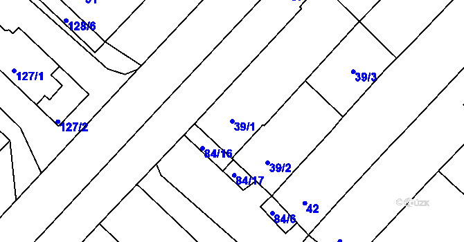 Parcela st. 39/1 v KÚ Josefov u Hodonína, Katastrální mapa