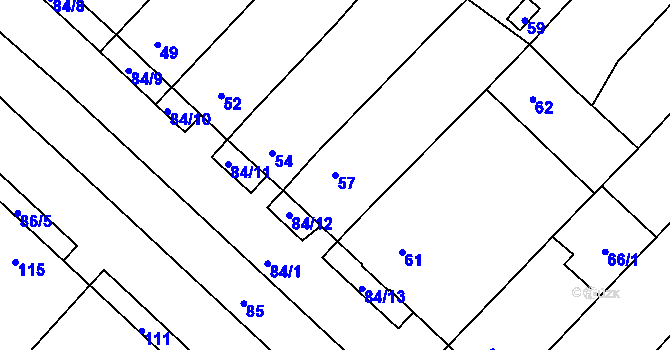 Parcela st. 57 v KÚ Josefov u Hodonína, Katastrální mapa