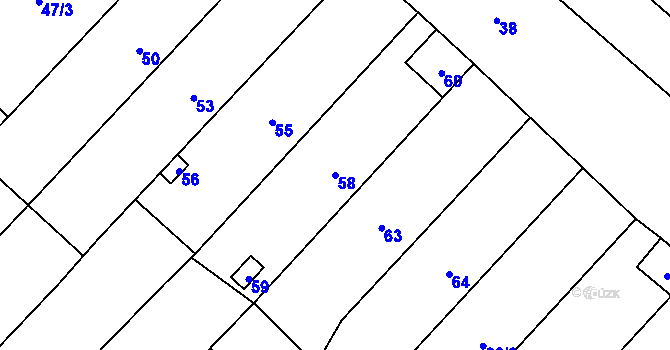 Parcela st. 58 v KÚ Josefov u Hodonína, Katastrální mapa