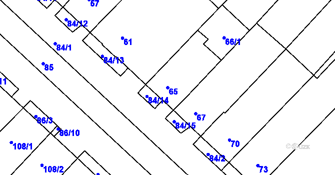 Parcela st. 65 v KÚ Josefov u Hodonína, Katastrální mapa