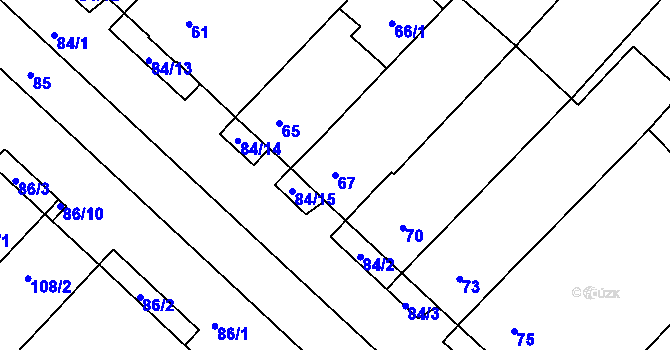 Parcela st. 67 v KÚ Josefov u Hodonína, Katastrální mapa