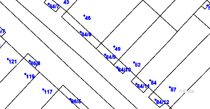 Parcela st. 84/9 v KÚ Josefov u Hodonína, Katastrální mapa