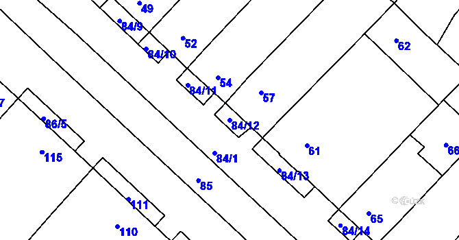 Parcela st. 84/12 v KÚ Josefov u Hodonína, Katastrální mapa