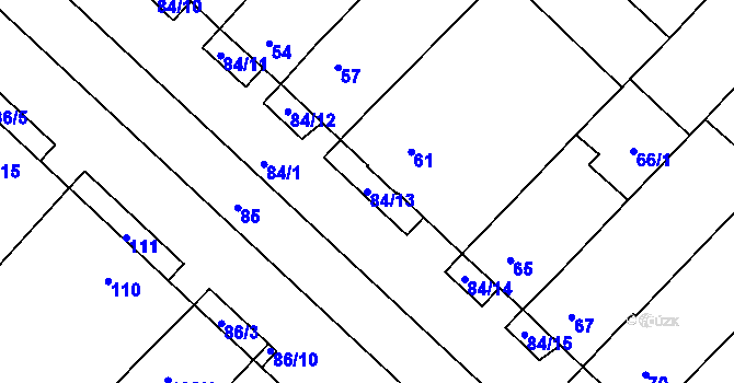 Parcela st. 84/13 v KÚ Josefov u Hodonína, Katastrální mapa