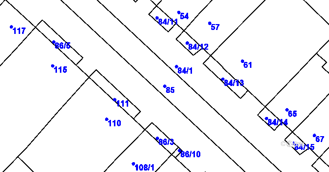 Parcela st. 85 v KÚ Josefov u Hodonína, Katastrální mapa