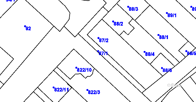 Parcela st. 87/1 v KÚ Josefov u Hodonína, Katastrální mapa
