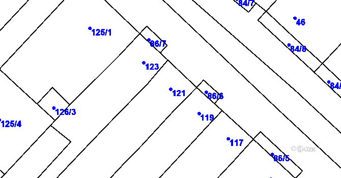 Parcela st. 121 v KÚ Josefov u Hodonína, Katastrální mapa
