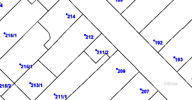 Parcela st. 211/2 v KÚ Josefov u Hodonína, Katastrální mapa