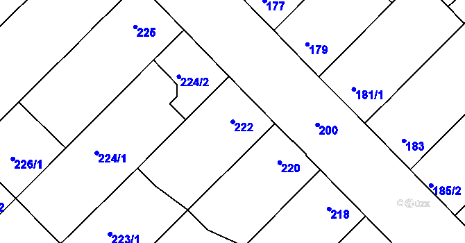 Parcela st. 222 v KÚ Josefov u Hodonína, Katastrální mapa