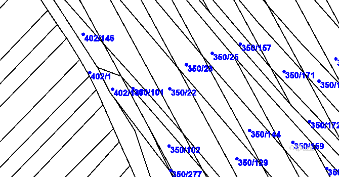 Parcela st. 350/22 v KÚ Josefov u Hodonína, Katastrální mapa