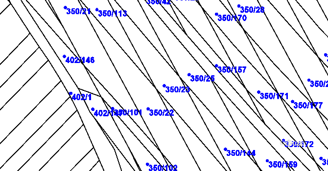 Parcela st. 350/23 v KÚ Josefov u Hodonína, Katastrální mapa