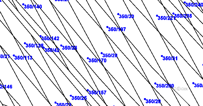 Parcela st. 350/28 v KÚ Josefov u Hodonína, Katastrální mapa