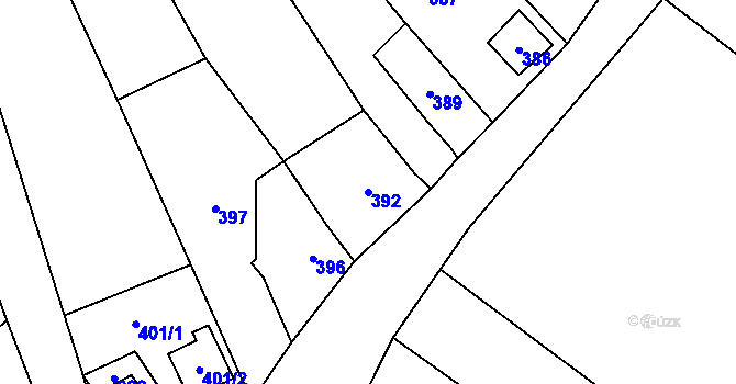Parcela st. 392 v KÚ Josefov u Hodonína, Katastrální mapa