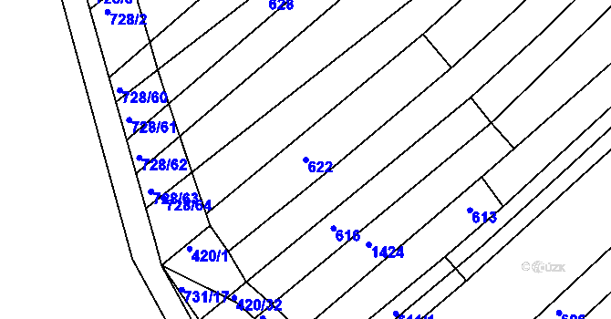 Parcela st. 622 v KÚ Josefov u Hodonína, Katastrální mapa