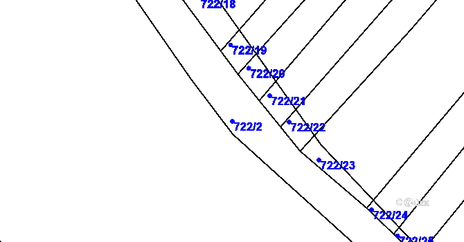 Parcela st. 722/2 v KÚ Josefov u Hodonína, Katastrální mapa