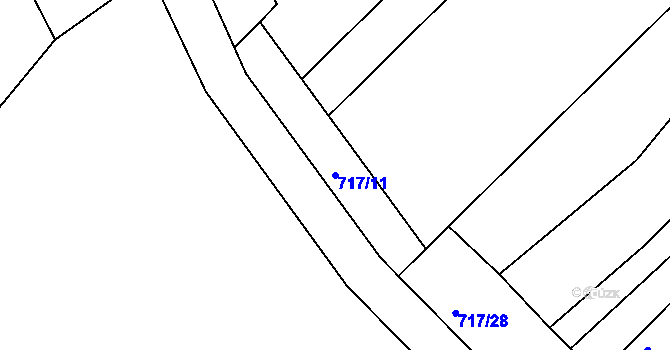 Parcela st. 717/11 v KÚ Josefov u Hodonína, Katastrální mapa