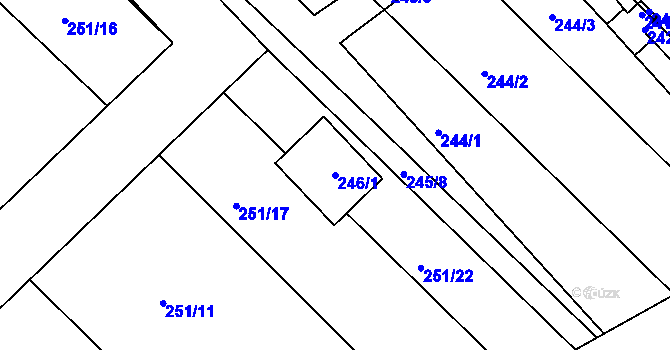 Parcela st. 246/1 v KÚ Josefov u Hodonína, Katastrální mapa