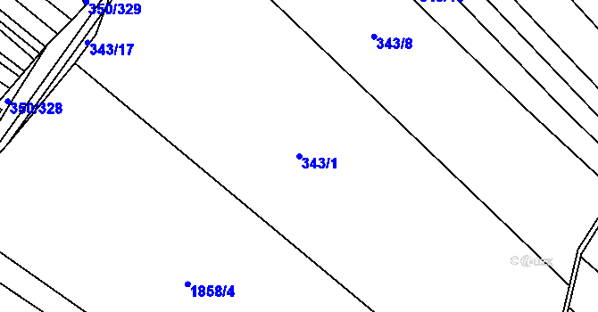 Parcela st. 343/1 v KÚ Josefov u Hodonína, Katastrální mapa