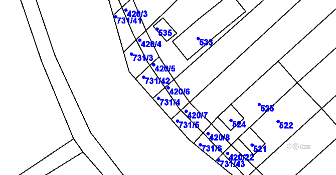 Parcela st. 420/6 v KÚ Josefov u Hodonína, Katastrální mapa