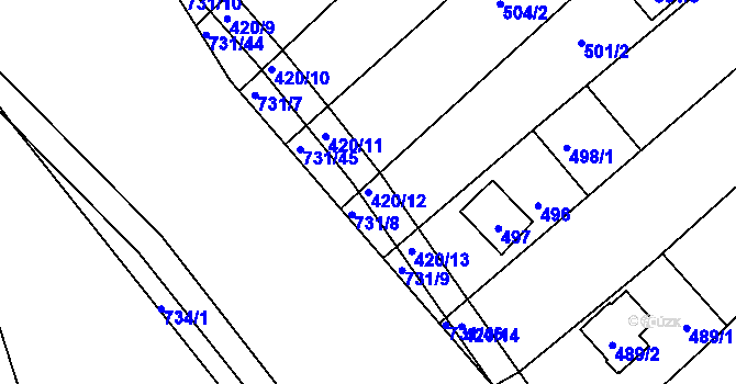 Parcela st. 420/12 v KÚ Josefov u Hodonína, Katastrální mapa