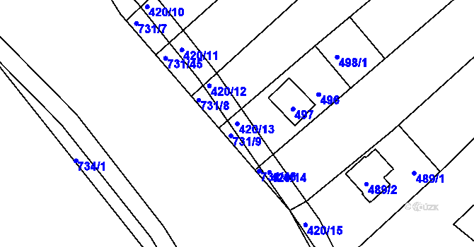 Parcela st. 420/13 v KÚ Josefov u Hodonína, Katastrální mapa