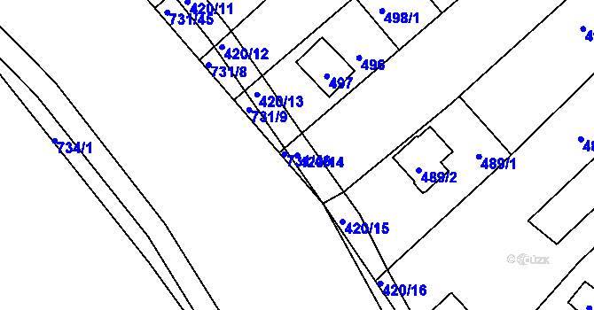 Parcela st. 420/14 v KÚ Josefov u Hodonína, Katastrální mapa