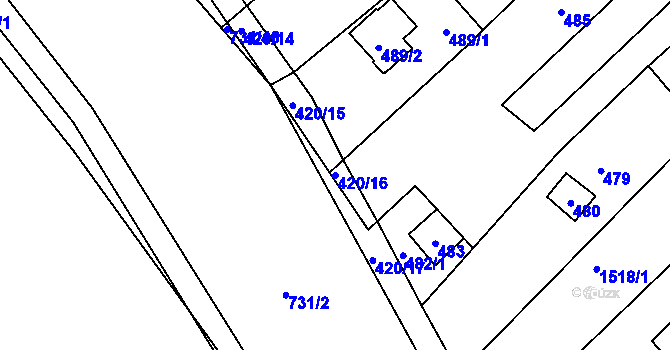 Parcela st. 420/16 v KÚ Josefov u Hodonína, Katastrální mapa