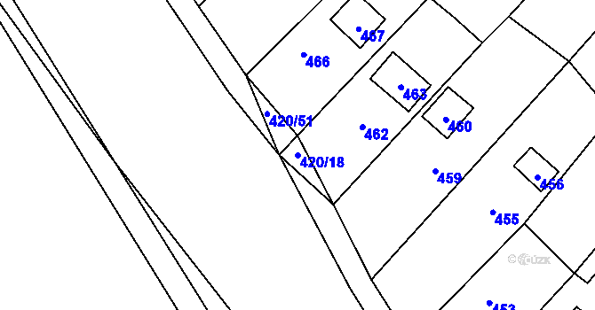 Parcela st. 420/18 v KÚ Josefov u Hodonína, Katastrální mapa