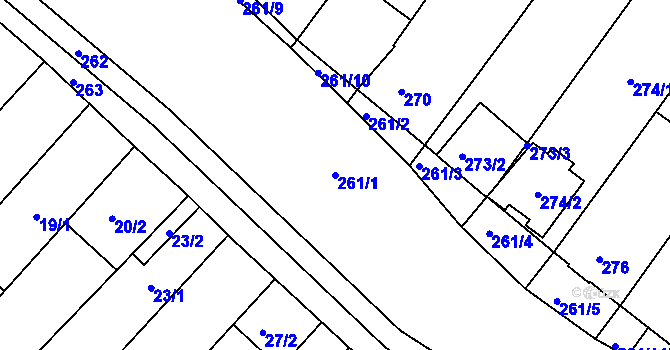 Parcela st. 261/1 v KÚ Josefov u Hodonína, Katastrální mapa