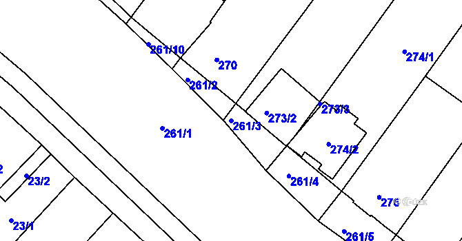 Parcela st. 261/3 v KÚ Josefov u Hodonína, Katastrální mapa