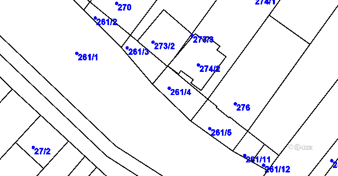 Parcela st. 261/4 v KÚ Josefov u Hodonína, Katastrální mapa