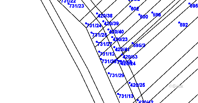 Parcela st. 731/12 v KÚ Josefov u Hodonína, Katastrální mapa