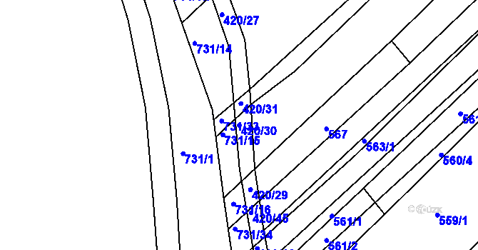 Parcela st. 420/30 v KÚ Josefov u Hodonína, Katastrální mapa