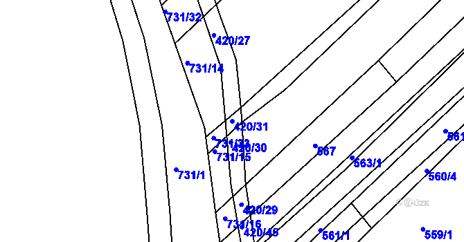 Parcela st. 420/31 v KÚ Josefov u Hodonína, Katastrální mapa
