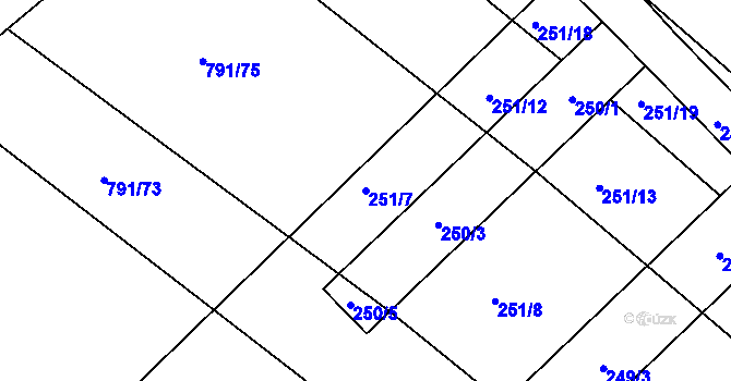 Parcela st. 251/7 v KÚ Josefov u Hodonína, Katastrální mapa