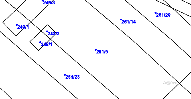 Parcela st. 251/9 v KÚ Josefov u Hodonína, Katastrální mapa