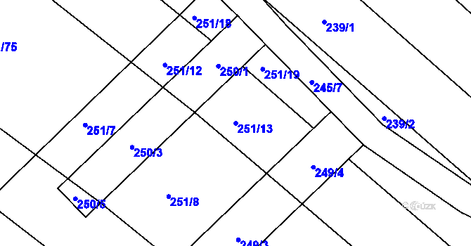 Parcela st. 251/13 v KÚ Josefov u Hodonína, Katastrální mapa